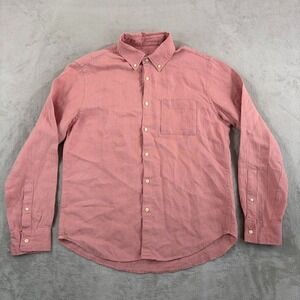 Alex Crane Playa Shirt in Pink French 100% Linen Men Large Long Sleeve NWOT $168